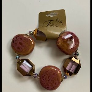 🛍 Pink stone and crystal bracelet